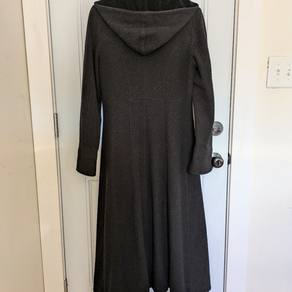 Albert Nipon Studio wool coat with velvet lined hood black size 4 - Picture 3 of 6